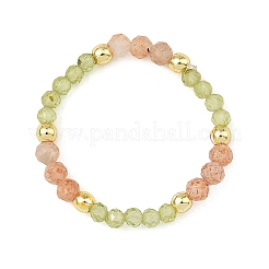 Anelli elasticizzati regolabili da donna con peridoto naturale&nbsp;RJEW-JR01093-02