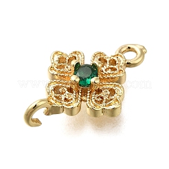 Messing grün Zirkonia Kleeblatt Verbinder Charms&nbsp;KK-Q048-12G