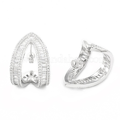 Boucles d'oreilles triangle en zircone cubique transparente&nbsp;EJEW-L231-74P