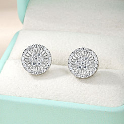 Boucles d'oreilles puces en argent sterling pavé de moissanite pour femme&nbsp;MB9290