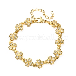 Bracciali in ottone micro pavé con zirconi cubici trasparenti per donna&nbsp;BJEW-D342-04G