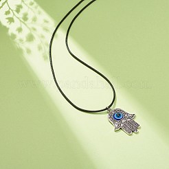 Hamsa-Hand aus Legierung mit Emaille-Halskette mit Anhänger des bösen Blicks für Frauen&nbsp;NJEW-JN03956-01