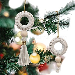 Handgemachter Weihnachtskranz aus Baumwolle mit Makramee-Anhänger&nbsp;PW-WGD54F2-01