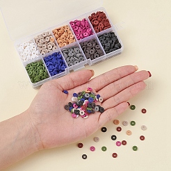 1500 Stück 10 Farben dunkle Farben handgefertigte Polymer-Tonperlen&nbsp;CLAY-YW0001-37B