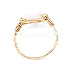 Natürliche Süßwassermuschel mit Kupferdraht-Fingerringen&nbsp;RJEW-JR00956
