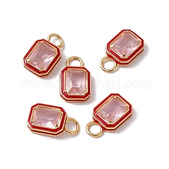 Rechteckige Anhänger aus rosa Glas&nbsp;KK-I696-10G-06
