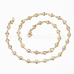 304 Edelstahl Herz Gliederkette Schmuck-Sets&nbsp;SJEW-H103-A-01G
