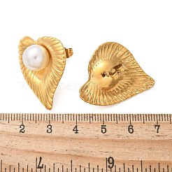 Orecchini a bottone in acciaio inossidabile 304 a forma di cuore&nbsp;EJEW-L287-064G