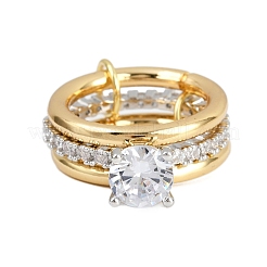 Messing-Fingerringe mit Mikropavé und Zirkonia für Damen&nbsp;RJEW-P160-01C-G01