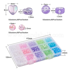800 Stück 3 Stil 5 Farben transparente Acrylperlen&nbsp;TACR-YW0001-45