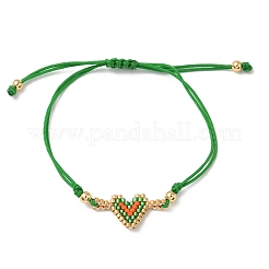 Braccialetti con maglie a forma di cuore con perline di vetro&nbsp;BJEW-MZ00217-01