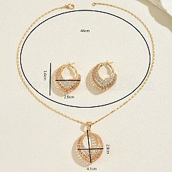 Ensemble élégant de boucles d'oreilles et de colliers ovales creux en zircone cubique micro pavée en fer européen pour femmes&nbsp;EX4624-1