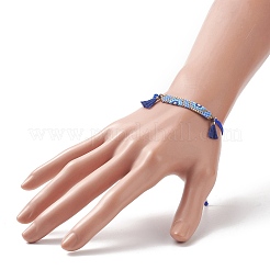 Rettangolo di semi giapponesi fatti a mano con braccialetto di perline intrecciate a maglie di fiori&nbsp;BJEW-MZ00014-03