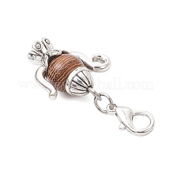 Théière de style tibétain en alliage et décorations suspendues en bois de wengé naturel&nbsp;HJEW-JM03546