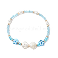 2 bracciale in vetro con perle acriliche sintetiche ABS per donna&nbsp;BJEW-MZ00293