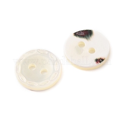 Boutons ronds plats en nacre naturelle avec bord sculpté et centre en retrait.&nbsp;SH-CBA18B6-02B-03