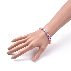 Bracelets extensibles faits main en pâte polymère heishi&nbsp;BJEW-JB05097-02
