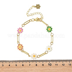 Armbänder aus Messing und Emaille mit Blumengliedern für Damen&nbsp;BJEW-JB14167-02