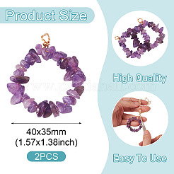 2 pendentif en perles d'améthyste naturelle&nbsp;PALLOY-TAC0232-06