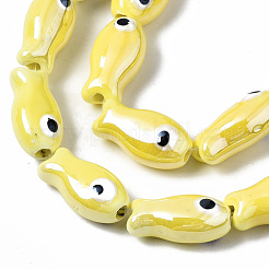 Brins de perles en céramique de porcelaine faites à la main&nbsp;PORC-T006-03L