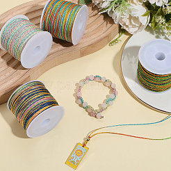 4 rollo de cordón trenzado de nailon teñido en segmentos de 4 colores con hilo dorado&nbsp;WCOR-SC0001-02A