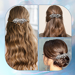2 Stück Haarspangen mit Blumen- und Kristall-Strassen in 2 Stilen&nbsp;OHAR-GF0001-25