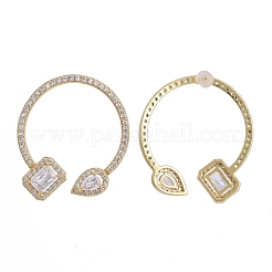 Boucles d'oreilles en laiton zircon cubique micro pavé clair&nbsp;EJEW-K083-14G