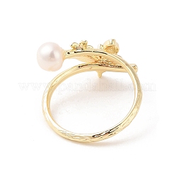 Runder Fingerring aus natürlicher Süßwasserperle für Damen&nbsp;RJEW-C090-05G