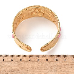 Brazaletes abiertos de acero inoxidable 304 esmaltado para mujer&nbsp;BJEW-K294-02G