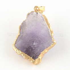 Mischform facettiert vergoldet natürlichen Amethyst Anhänger mit Eisenklammern&nbsp;G-R275-281