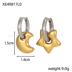 Pendientes de aro de acero inoxidable 304 de dos tonos&nbsp;STAS-OY016-82G
