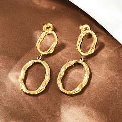Boucles d'oreilles pendantes ovales en acier inoxydable 304&nbsp;EJEW-I319-02G