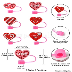 Tappo di paglia antipolvere in PVC e silicone a tema San Valentino da 12 pz 6 stili&nbsp;AJEW-CJ0001-26