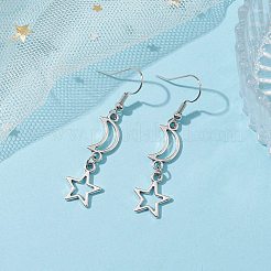 Mond- und Stern-Ohrhänger aus hohler Legierung für Damen&nbsp;EJEW-JE05627
