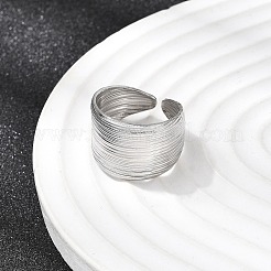 5 anillo de puño abierto de acero inoxidable 304 para mujer.&nbsp;RJEW-K313-08P