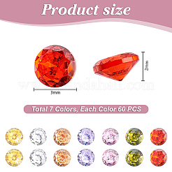 420 Stück 7 Farben Zirkonia-Cabochons&nbsp;ZIRC-PH0001-53