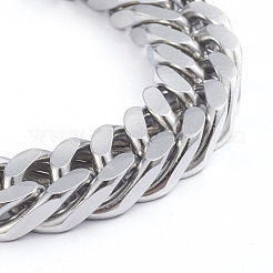 Anlaufgeschützte Herren-Armbänder aus kubanischem Gliederarmband aus Edelstahl 304 mit Diamantschliff&nbsp;X-BJEW-L673-002A-P