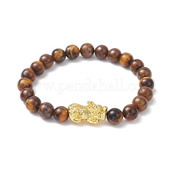 Bracelets extensibles en œil de tigre naturel pour couple&nbsp;BJEW-JB12180