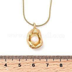 Collane con ciondolo ovale in acciaio inossidabile 304 con perla acrilica&nbsp;NJEW-G184-05G