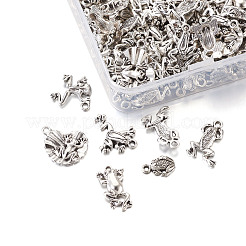 Ciondoli in lega a forma di rana in stile tibetano e montature per strass&nbsp;TIBEP-TA0002-34AS-RS