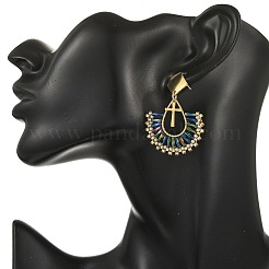 Pendientes colgantes de aro de acero inoxidable 304 con cuentas de vidrio&nbsp;EJEW-MZ00824-01