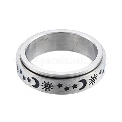 Anlaufgeschützter drehbarer Fingerring aus Edelstahl mit Sonne&nbsp;RJEW-N043-05