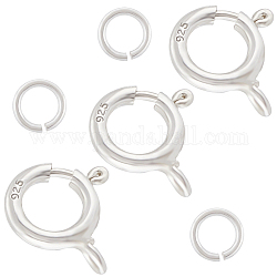 Creatcabin 8 pz 925 fermagli per anelli a molla in argento sterling, con 8 pz 925 anelli di salto aperti in argento sterling, argento, 7mm