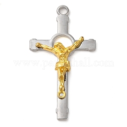 Pendenti grande in lega, Croce & Gesù, di platino e d'oro, 60x33x6mm, Foro: 3.7 mm