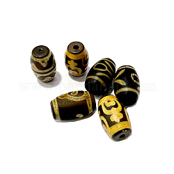 Perles de style tibétain, Perles d'agate naturelles, teinte, baril, modèle de bouteille de nectar, 21~22x13.5mm, Trou: 4mm