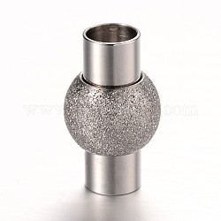 Fermoirs magnétiques texturés à 304 colonne en acier inoxydable avec emembouts à coller, couleur inoxydable, 20x12mm, Trou: 6mm