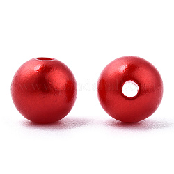 Spray Painted ABS Plastic Imitation Pearl Beads, Round, Red, 8x9.5mm, Hole: 1.8mm, about 2080 pcs/500g