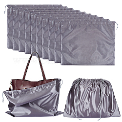 布模造シルク防塵収納ポーチ  ポータブル旅行用巾着バッグ  長方形  グレー  39.7x50x0.45cm  12個/袋