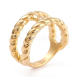 イオンプレーティング（ip）304ステンレスフィンガー指輪  ツイスト  ゴールドカラー  usサイズ7（17.3mm）  3~11mm
