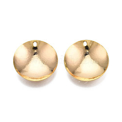 Brass Pendants, Textured, Flat Round, Cadmium Free & Nickel Free & Lead Free, Real 18K Gold Plated, 20x4mm, Hole: 1.4mm